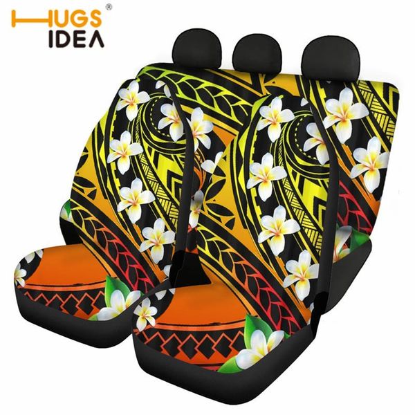 

hawaii plumeria polynesian car seat cover full set front and back seats protectors non-slip vehicle decor for women universal chair covers