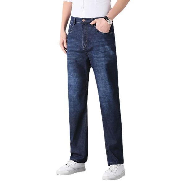 

men's jeans 2021 stretch regular-fit business casual classic style fashion denim trousers straight jeans/, Blue