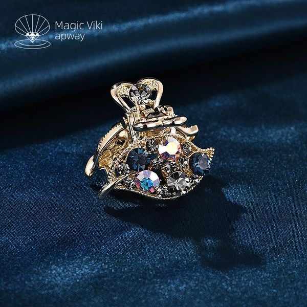

hair clips & barrettes leaf catch clip rhinestone back head small temperament fixed female bangs headdress top, Golden;silver
