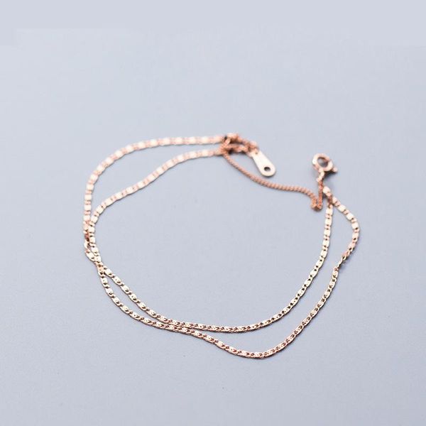 

link, chain la maxza 925 sterling silver bracelets for women classic minimalist double layer jewelry bracelet woman gold, Black