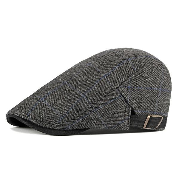 

berets ldslyjr 2021 cotton spring autumn solid plaid sboy caps flat peaked cap men and women painter beret hats 54, Blue;gray