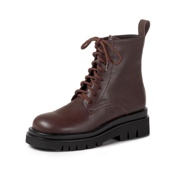 

boots sklfgxzy style genuine leather female women's black cowhide lace-up shoes size 34-40