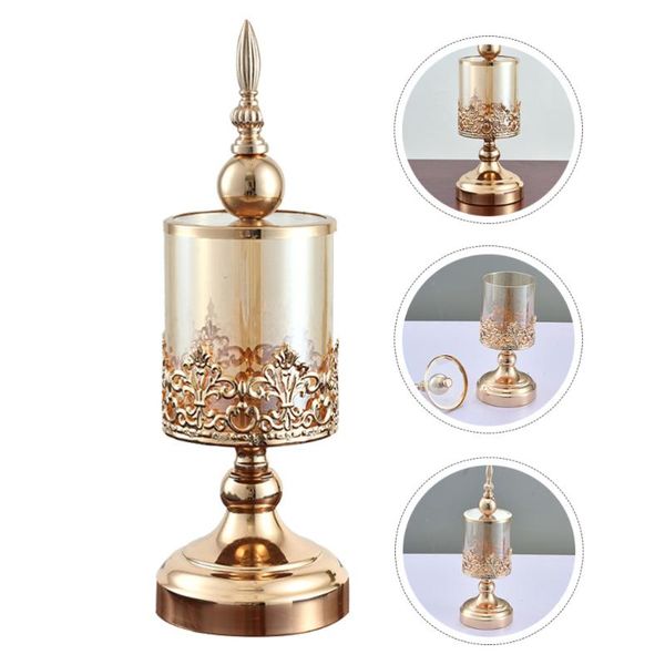 

candle holders 1pc holder deskgolden stand iron art glass