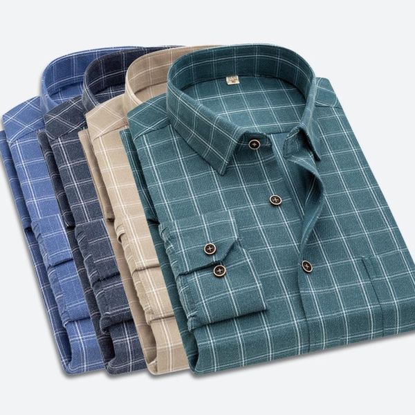 

men's casual shirts regular-fit plaid shirt long-sleeved slim, White;black