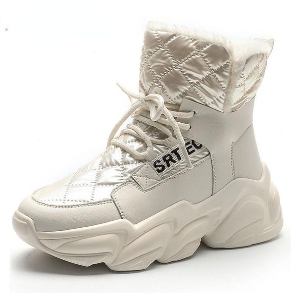 

boots winter warm fur sneakers platform snow women genuine leather ankle female causal shoes for, Black