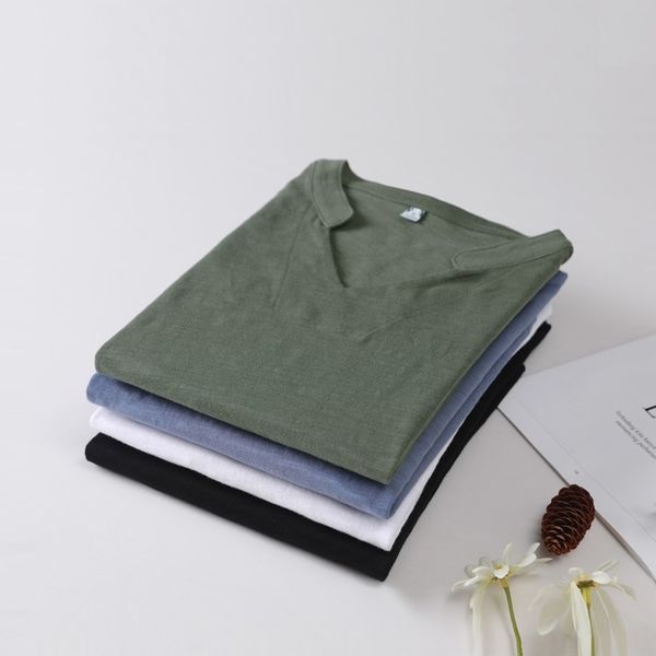 

long sleeve women v-neck bamboo cotton t-shirt 2021 plus size loose fashion brand t-shirt ladies autumn winter stand collar, White