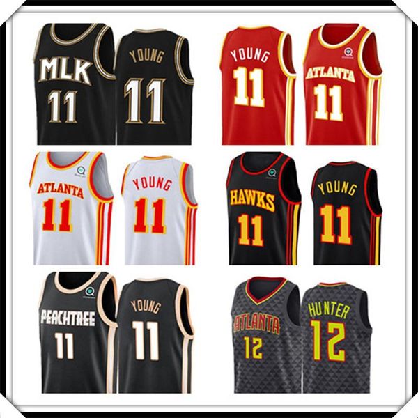 

trae 11 young basketball jerseys de'andre 12 hunter 4 webb s-xxl black jersey high quality, Black;red