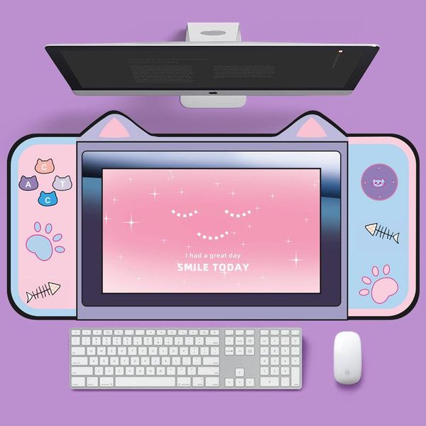 

mouse pads & wrist rests big pad cute cat ears desk thicken computer games non-slip pink girl cartoon super for game boy 80cm*40cm