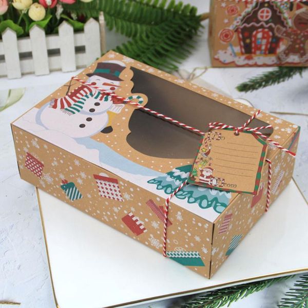 

gift wrap 12pcs christmas treat case kraft paper cookie candy box with tags rope