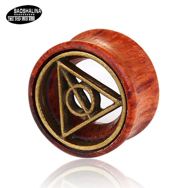 

studs earrings alloy casting triangle wood ear expansion earpin puncture funny chaoren jewelry, Golden;silver