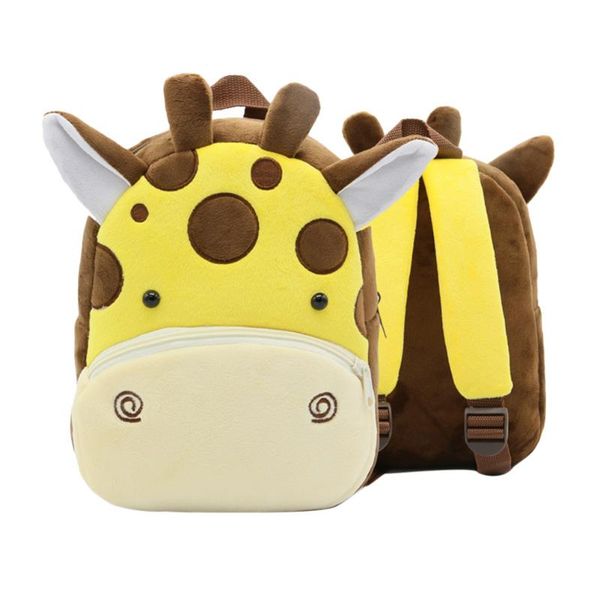 

school bags toddler kids backpack plush cartoon satchel bag light children shoulder (giraffe)