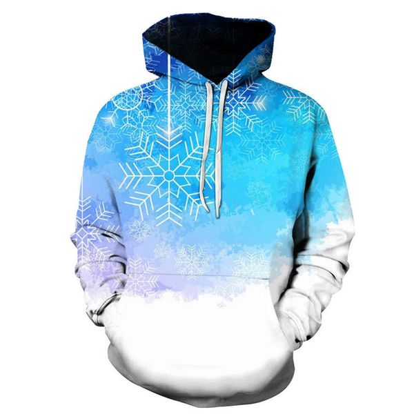 

christmas snowflake pattern men's s 3d printed hoodie visual impact party punk gothic round neck sweatshirt hoodie, Black
