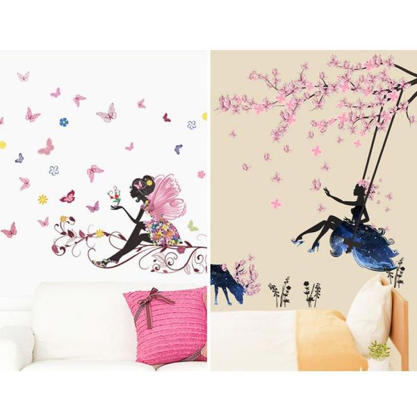 

wallpapers decorative fairy wallpaper sticker flower and elk sheet wall pink