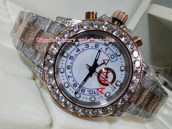 

2 colors watch 44mm 116680 full diamond silver rose gold bezel bracelet stainless steel 2813 movement mechanical automatic mens watch sapphi, Slivery;brown
