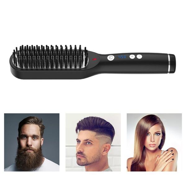 

hair brushes professional straightener brush comb mustache heating plug, Silver