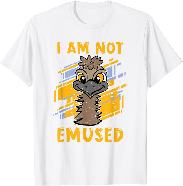 

men's t-shirts i am not emused australia animal funny bird emu t-shirt, White;black