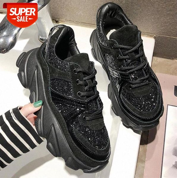 

womens sneakers black glitter trainers platform baskets wedges chunky dad bling vulcanize shoes woman chaussures femme #1n1p