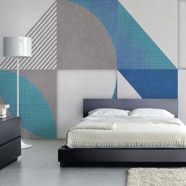 

wallpapers custom 3d mural modern abstract geometric splicing blue grey po wallpaper home decoration bedroom living room sofa backdrop