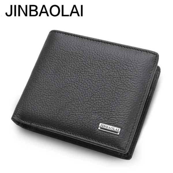 

the wallet jinbaolai short men's leather coin pocket wallet wallet, Black