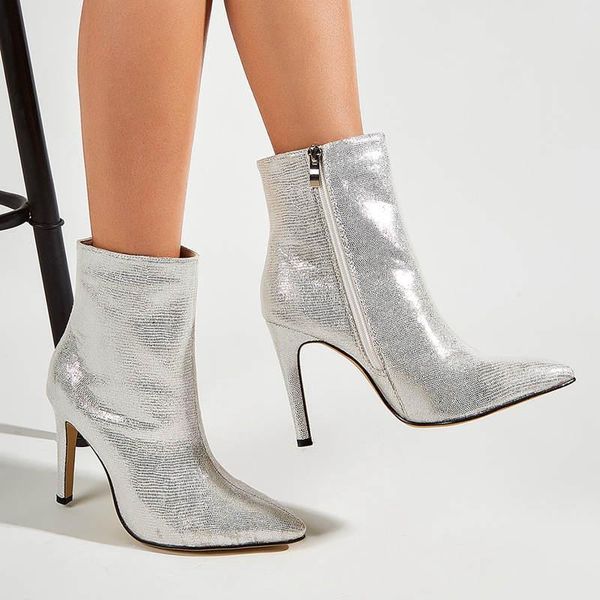 

boots european and american autumn winter pointed thin heeled women's short high, Black