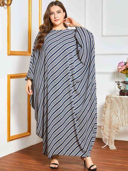 

casual dresses turkey abaya dubai lose abayas for women stripe batwing muslim fashion dress caftan islam clothing robe vetement fe, Black;gray
