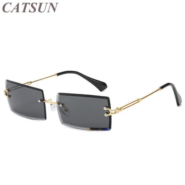 

sunglasses 2021 retro personality frameless cut edge square women's fashion simple outdoor sunscreen temperament glasses, White;black