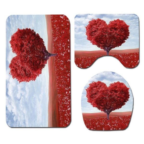 

bath mats 3 piece romantic shower curtain set mat toilet cover rug bathroom decor