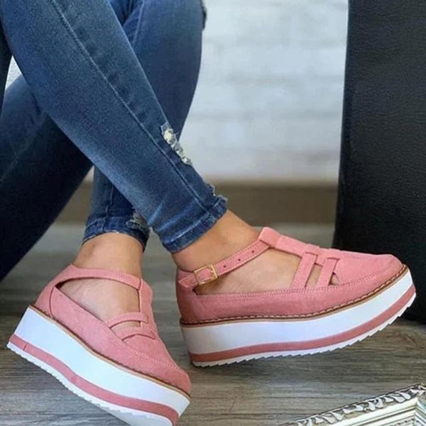 

woman flat sandals sewing flock hollow buckle cover heel platform beach sandalias famale shoes fashion ladies summer plus size, Black