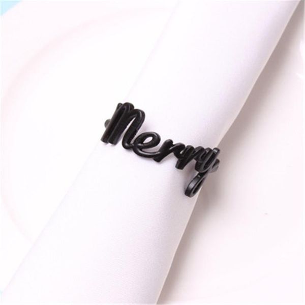 

napkin rings 6 / pcs "merry" black letter ring buckle deskornament towel