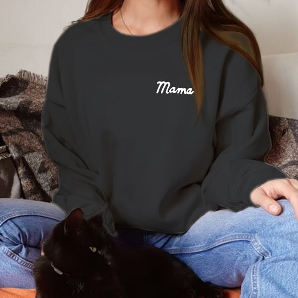 

thanksgiving theme simple printing casual loose round neck sweater 2021 autumn and winter women's wear, Black