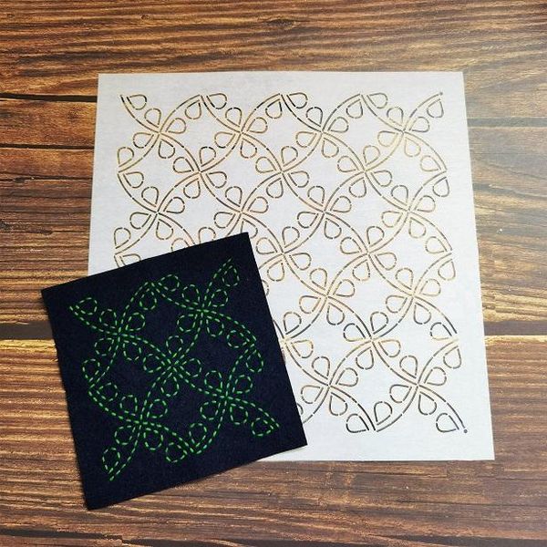 

other arts and crafts sashiko stencil, embroidery pattern, quilt stitch mold, 2 pattern options,four-leaf clover