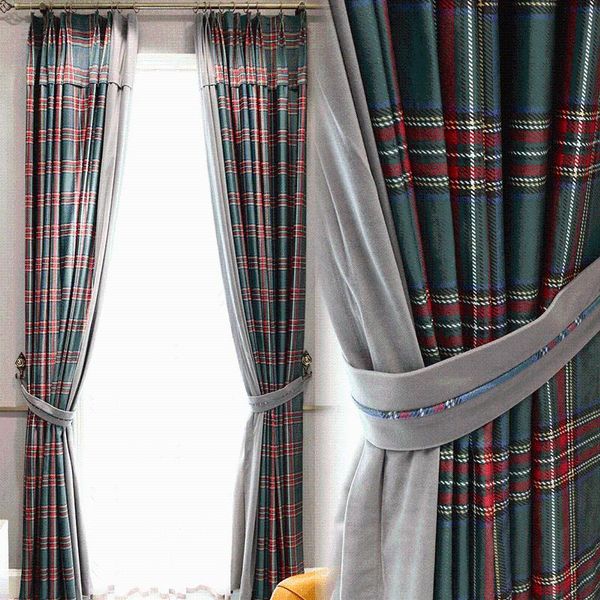 

curtain & drapes modern scottish christmas wind flannel printed plaid american customization curtains for living dining room bedroom