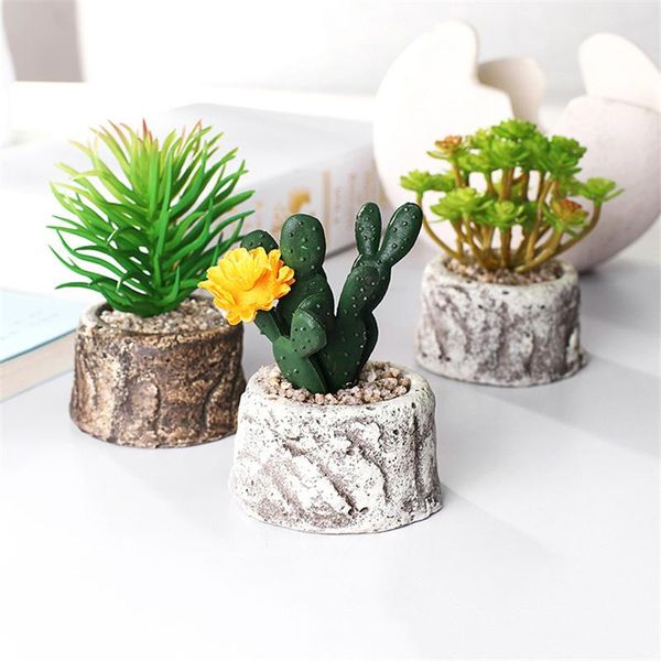 

decorative flowers & wreaths 13cm mini artificial succulent plants diy home floral wedding decoration bonsai plant with vase for office tabl
