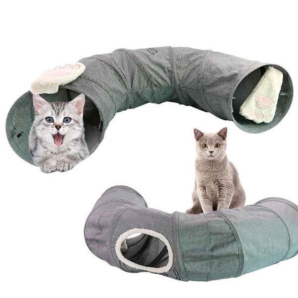 

funny foldable pet cat tunnel kitten puppy training play toys exercise tube round bed pad for indoor outdoor