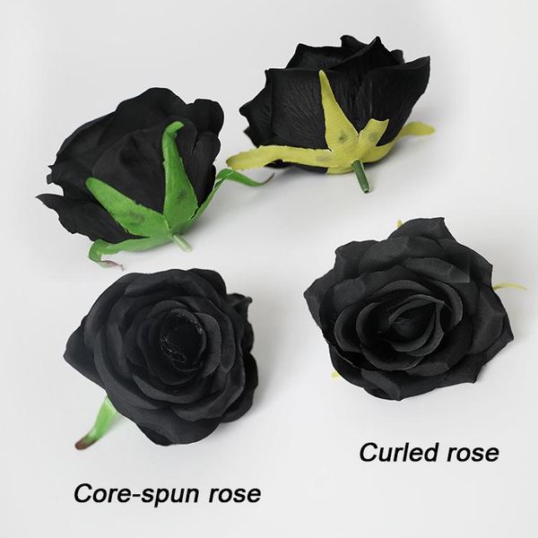 

artificial black rose flower head 7 bunch silk bouquet decoration wedding home fake roses floral decorative flowers & wreaths
