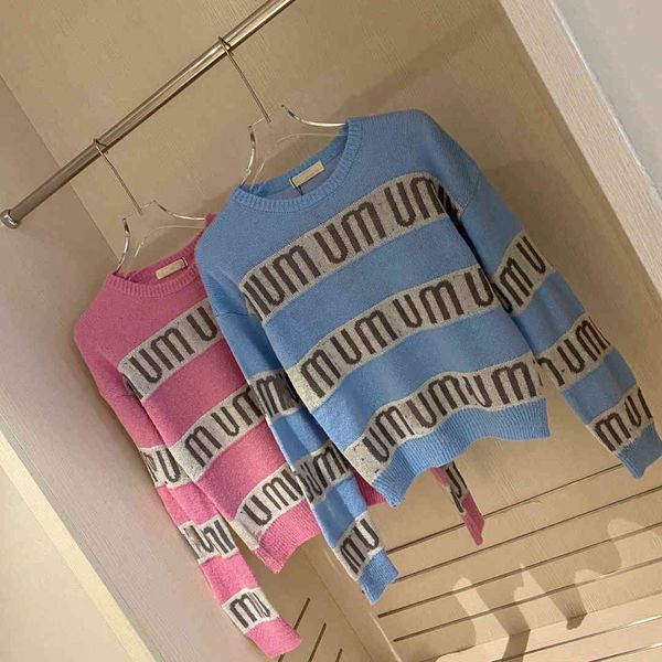 

design clothing 2021 early autumn new ~u mujia mohair striped casual loose v-neck long sleeve sweater, White;black