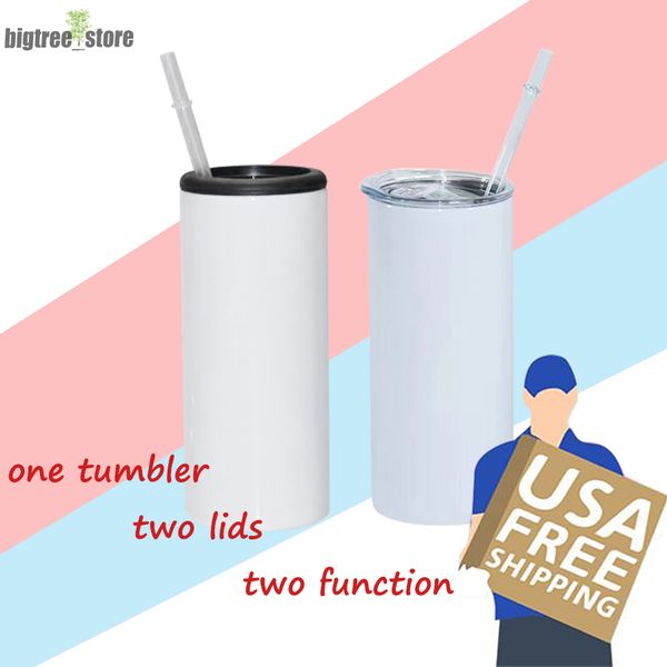 

local warehouse 12oz two function sublimation skinny can clooer two lid can koozie diy blank coozie tumblers stainless steel vacuum insulate