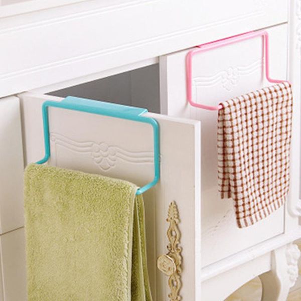 

hooks & rails towel rack over door bar hanging holder plastic bathroom kitchen cabinet shelf hanger home storage organizer