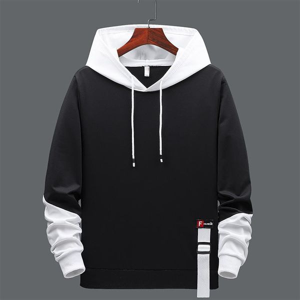 

spring men's black patchwork hoodie men sweatshirt hiphop punk streetwear male large size 4xl casual fashion pullover hoodies & sweatsh