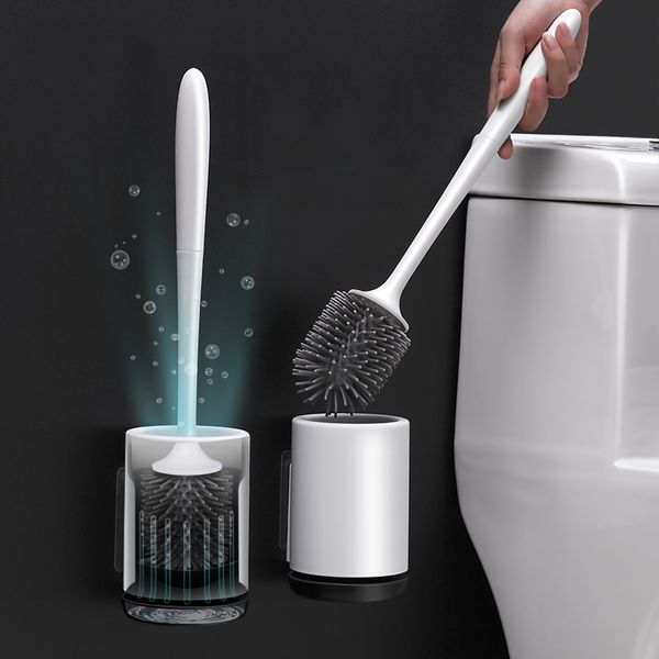 Silicone TPR pincel e suporte de drenagem rápida escova de limpeza de drenagem para toalete doméstico WC chão de casa de banho conjuntos 210329