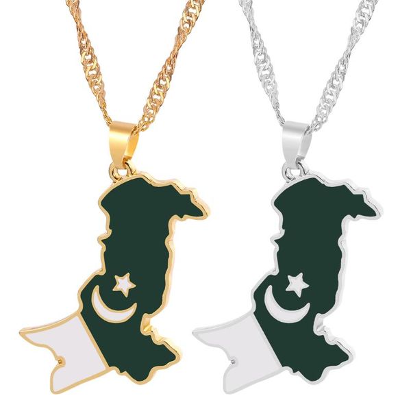 

pendant necklaces pakistan map & flag necklace gold silver color enamel chain for women pakistani charm ethnic jewelry