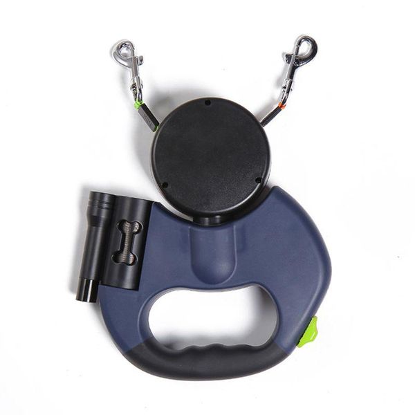 

dog collars & leashes double head leash automatic retractable puppy traction rope with led light
