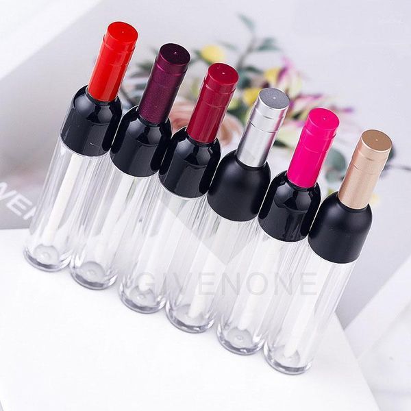 

storage bottles & jars 5ml empty wine bottle shaped lip gloss tube mini clear glaze portable refillable lipgloss containers