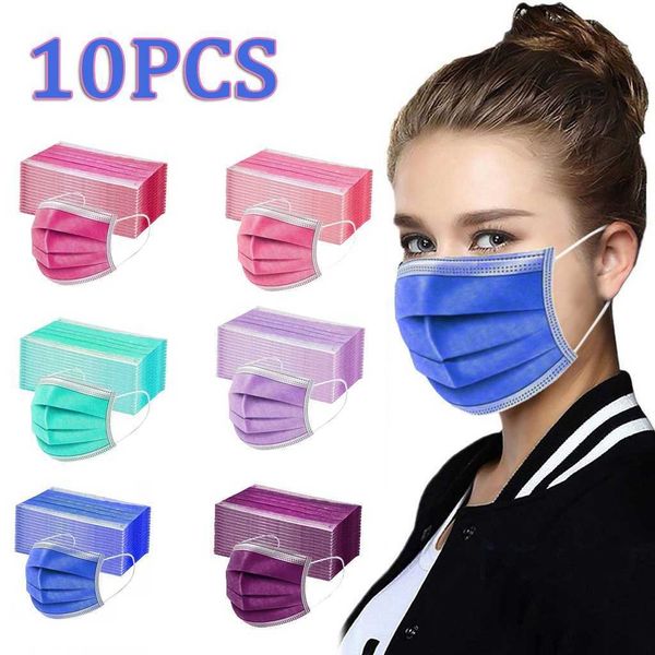 

10pcs face mask denta industrial 3ply ear loop mouth cover fashion fabric masks face cover anti--pm2.5 mask halloween cosplay