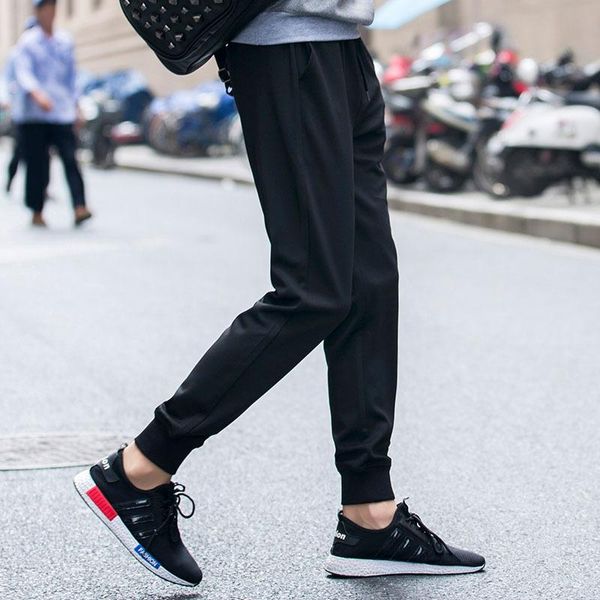 

men's trousers spring and autumn casual pants harem slim fit feet, Black