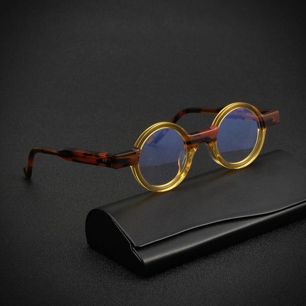 

fashion vintage round optical glasses frame men myopia prescription eyeglasses women acetate eyewear sunglasses fr frames, Black