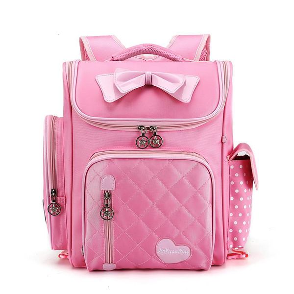 

cartoon bow girls school bags children backpack reflective strip bookbag orthopedic princess mochila infantil