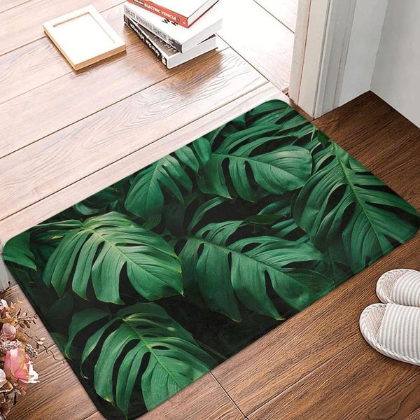 

carpets palm tropical leaves doormat bathroom printed soft mat entrance home living room anti-slip floor rug door bath
