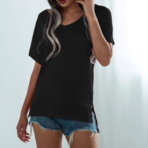 

women's t-shirt casual summer blusas short sleeve women t-shirts solid color 2021 o-neck, White