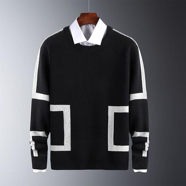 

men's sweaters sweater round neck pullover 2021 spring and autumn youth slim fit leisure fashion top, White;black
